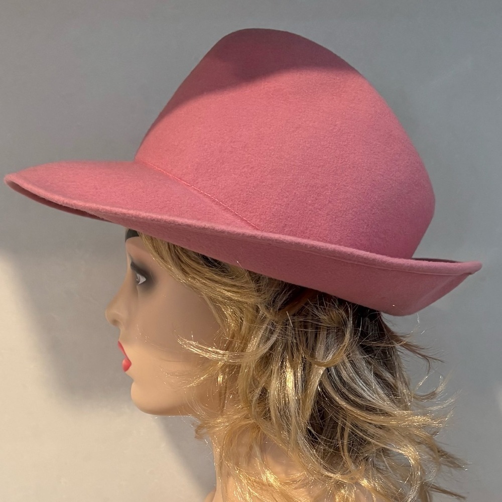 Vintage Bollman Dusty Rose Wool Felt Fedora/Floppy Hat 60’s - 70’s Chapeau Rose - Picture 2 of 10